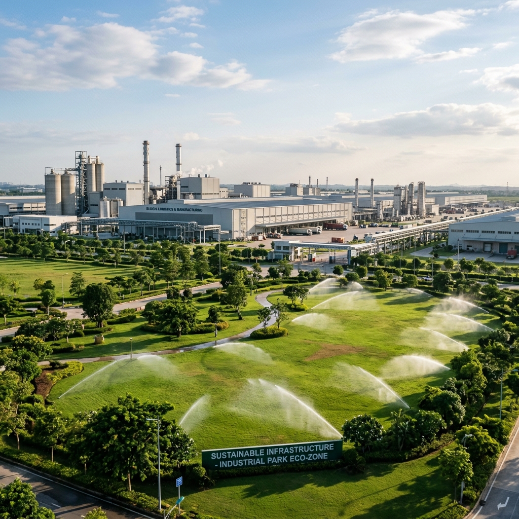 Rega em parque industrial