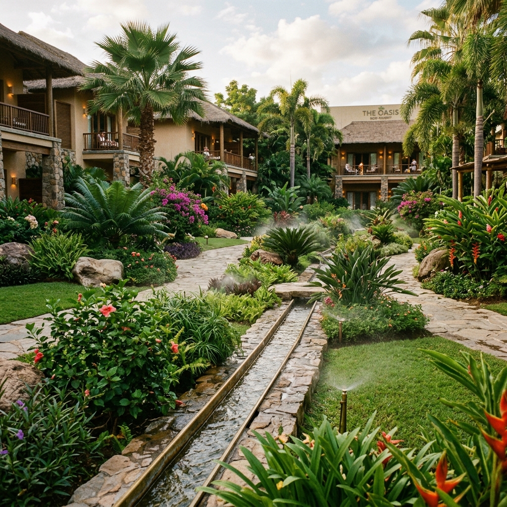 Rega luxuosa em resort hoteleiro